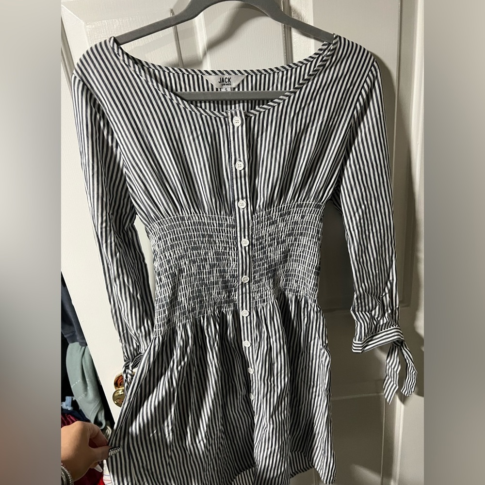 Cinched waist striped dress